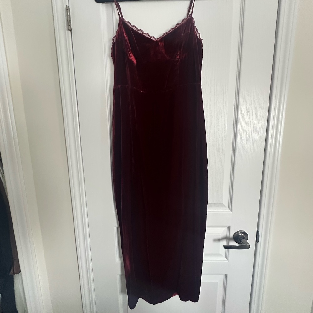 Reformation Dress, Burgundy Velvet, Size: 8